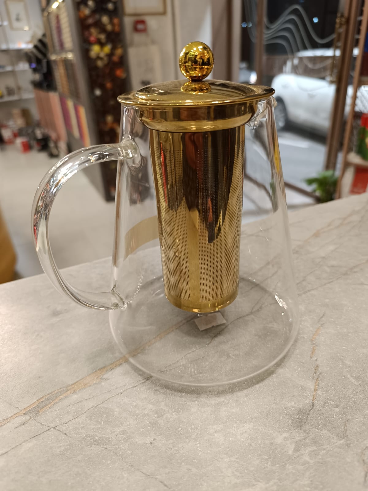 Glass Gold Tea Pot