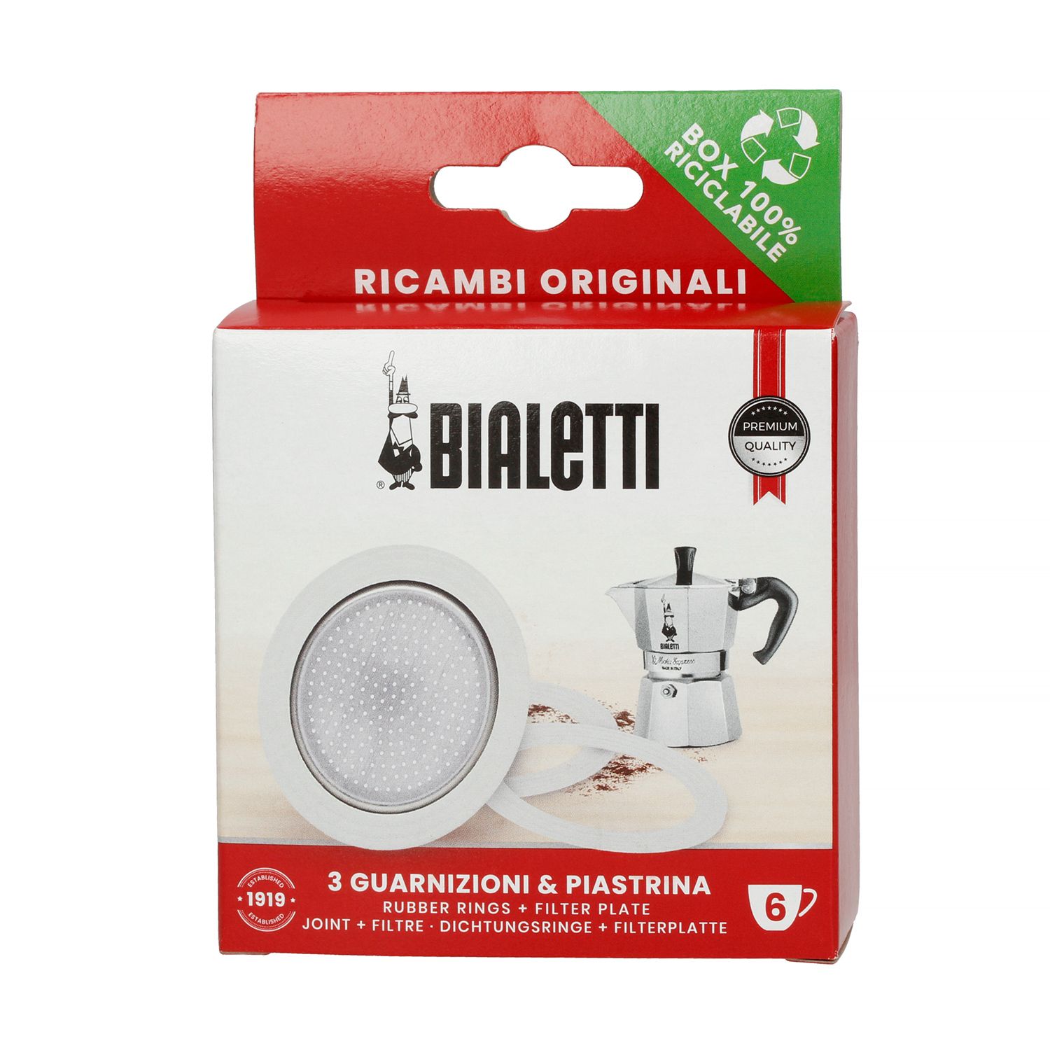 Bialetti Seal (3 pcs.) + strainer for aluminum coffee makers 6tzz